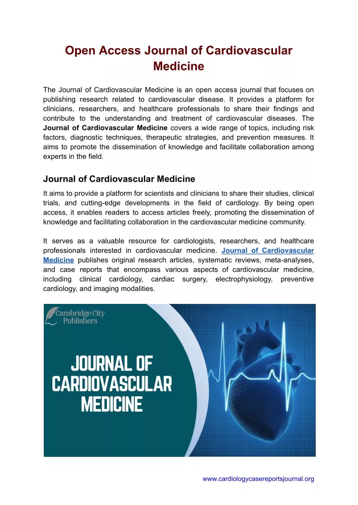 open access journal of cardiovascular medicine