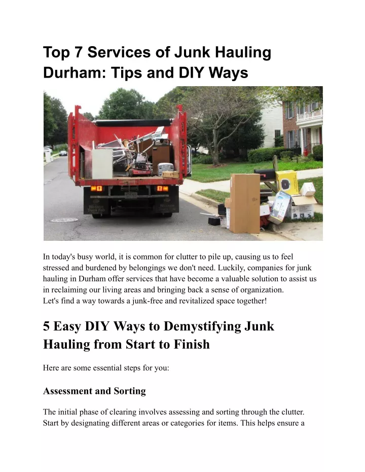 top 7 services of junk hauling durham tips