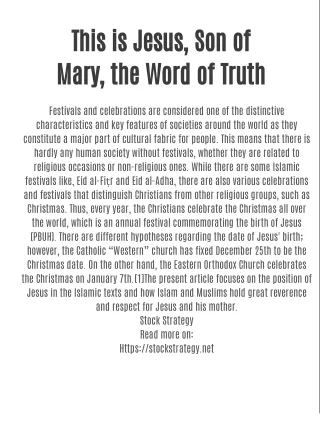 This is Jesus, Son of Mary, the Word of Truth