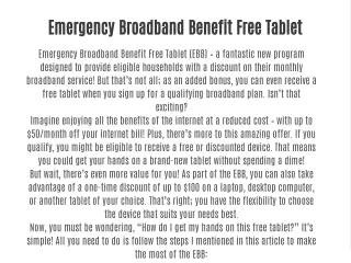 Emergency Broadband Benefit Free Tablet (EBB)