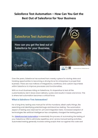 Salesforce Test Automation – How Can You Get the Best Out of Salesforce for Your Business
