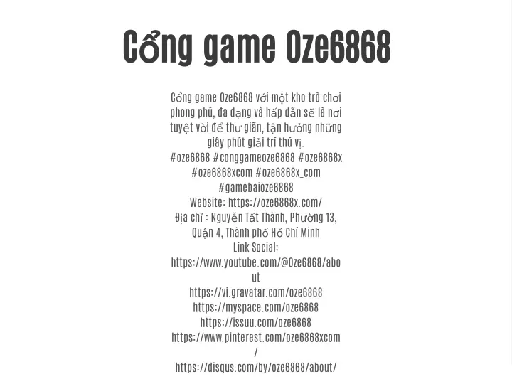 c ng game oze6868