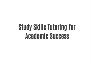 Study Skills Tutoring for Academic Success