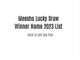 Meesho lucky winner list 2023