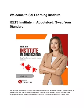 IELTS Institute in Abbotsford_ Swap Your Standard