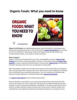 Organic Foods What you need to know