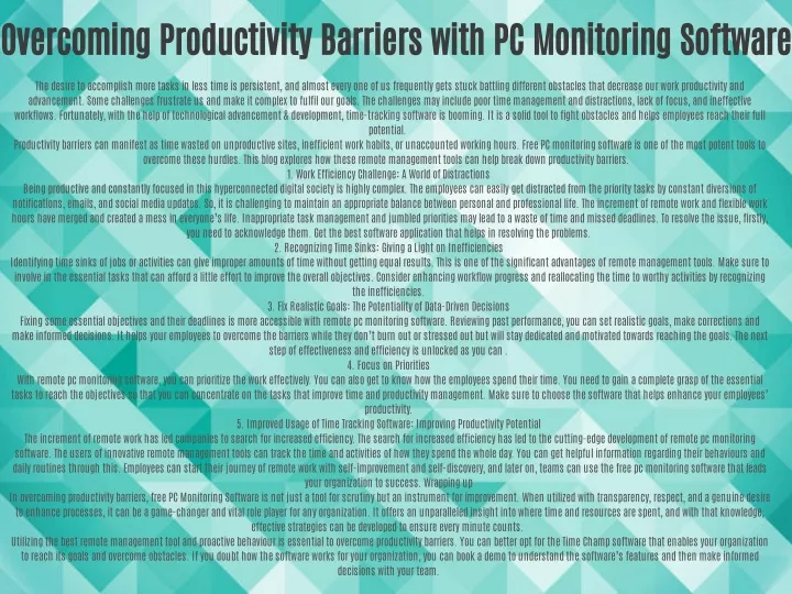 overcoming productivity barriers with