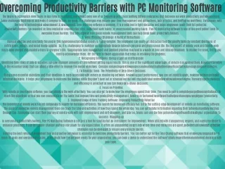 Overcoming Productivity Barriers with PC Monitoring Software