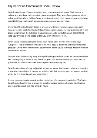 SquidProxies Promotional Code Review