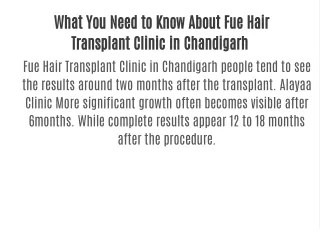 What You Need to Know About Fue Hair Transplant Clinic in Chandigarh