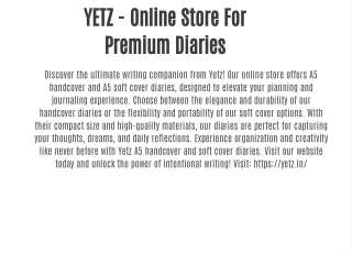 YETZ - Online Store For Premium Diaries