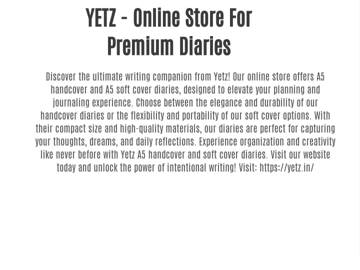 yetz online store for premium diaries