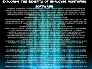 Exploring the Benefits of Employee Monitoring Software
