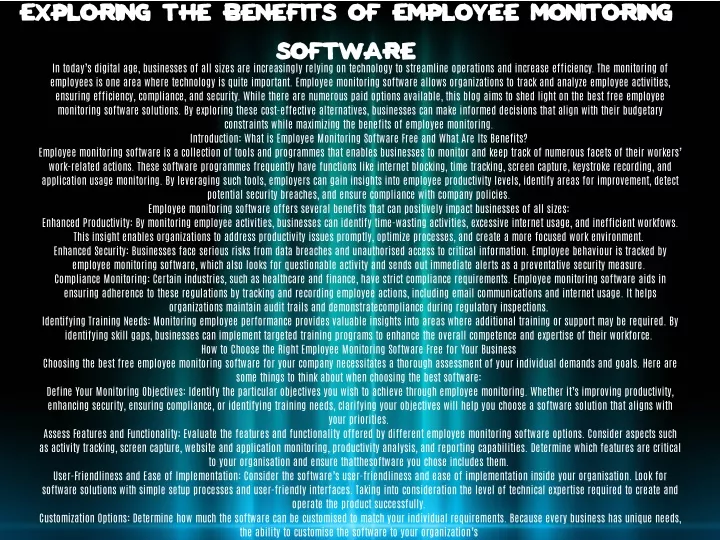 exploring the benefits of employee monitoring