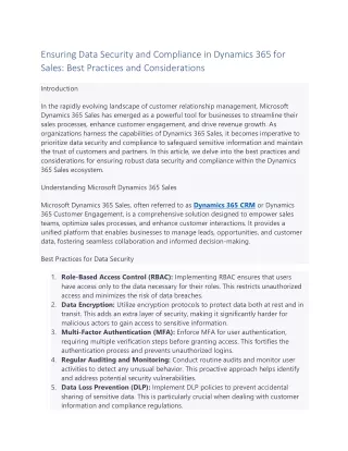 ensuring data security and compliance in dynamics