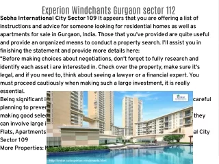 Experion Windchants Gurgaon Sector 112