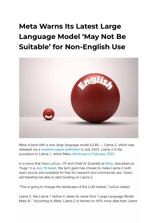 meta warns its latest large language model