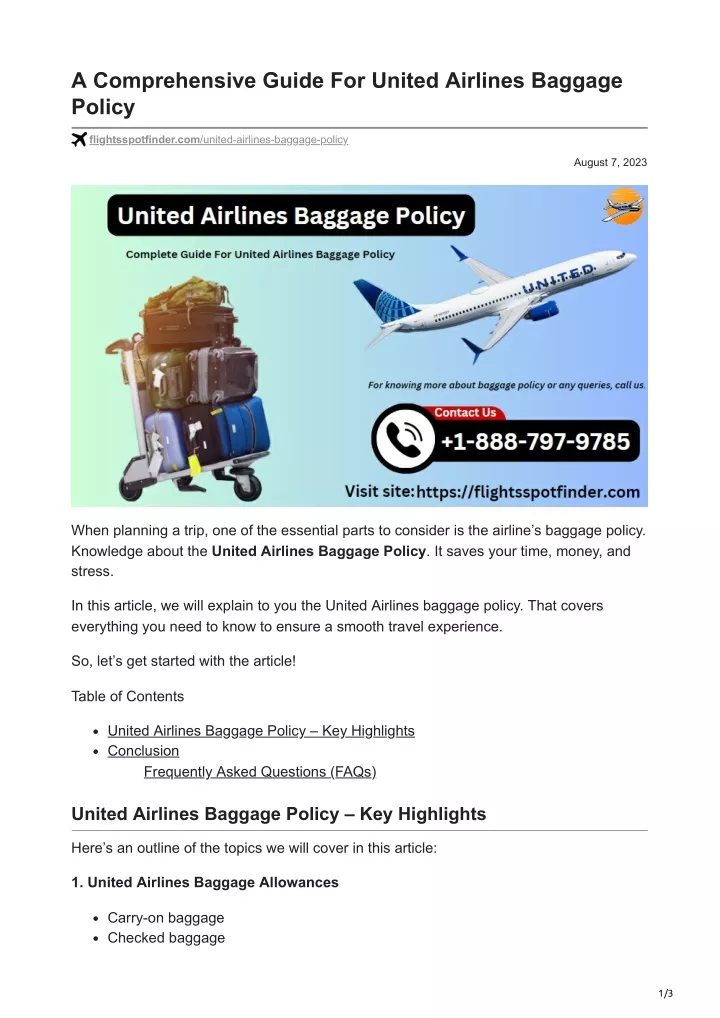 Ppt A Comprehensive Guide For United Airlines Baggage Policy