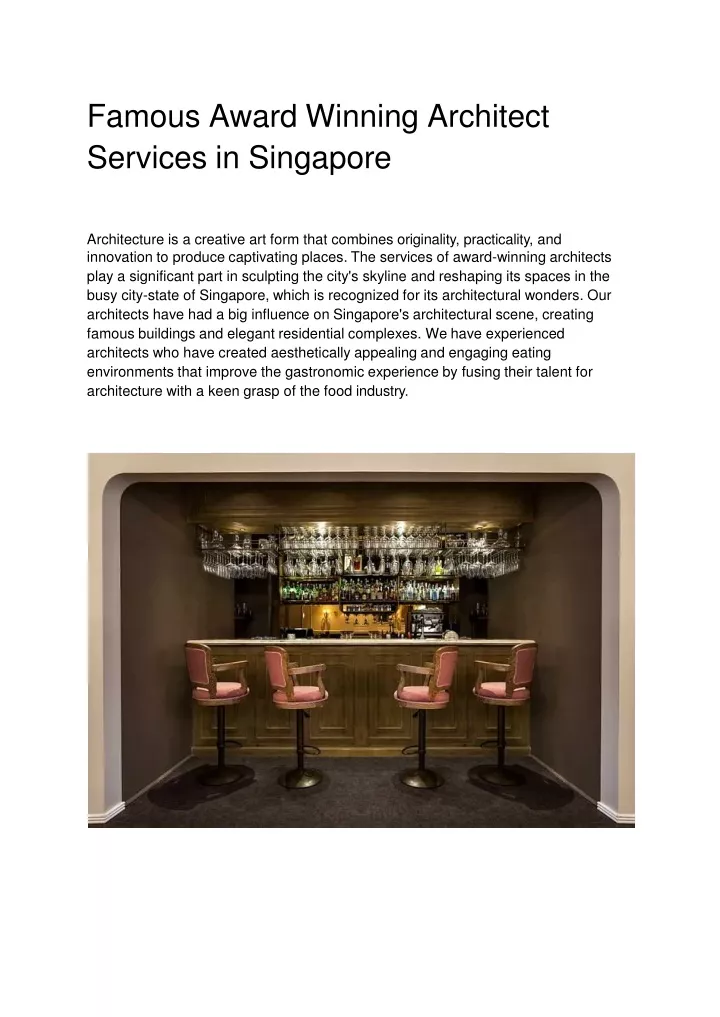 famous award winning architect services in singapore