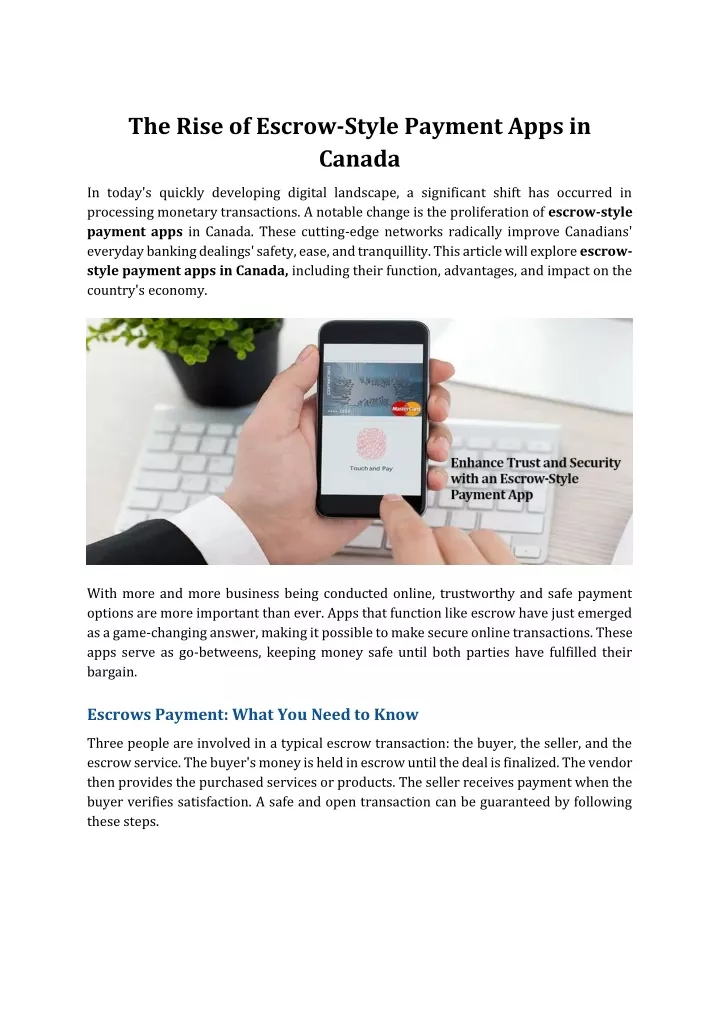 the rise of escrow style payment apps in canada