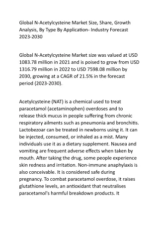 global n acetylcysteine market size share growth