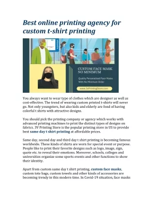 Best online printing agency for custom t-shirt printing