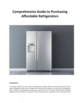 Comprehensive Guide to Purchasing Affordable Refrigerators