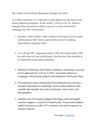 The 10 Best Social Media Marketing Strategies for 2023(PDF)