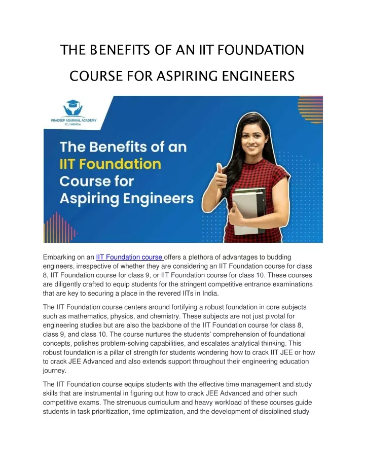 PPT - THE BENEFITS OF AN IIT FOUNDATION COURSE FOR ASPIRING ENGINEERS ...