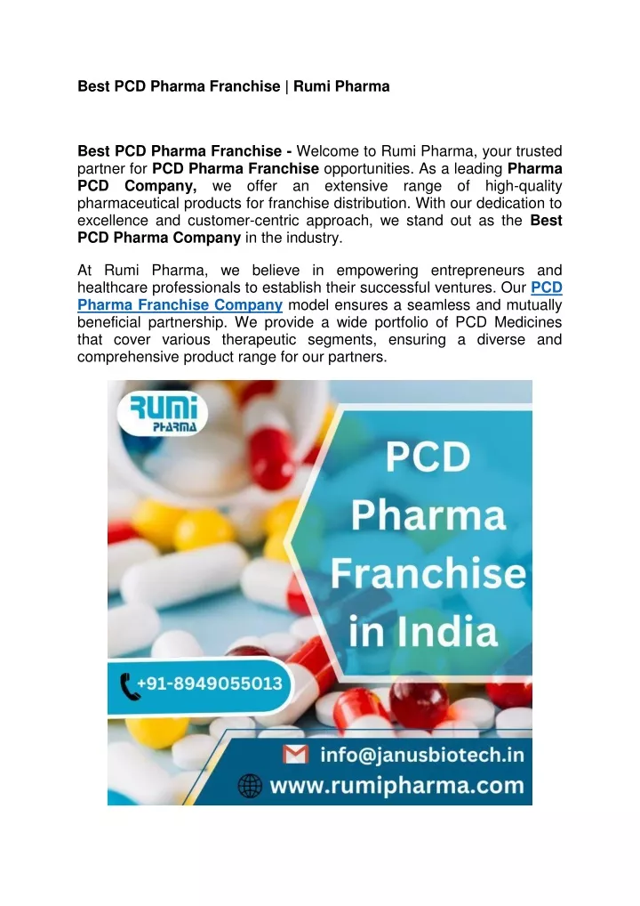 best pcd pharma franchise rumi pharma