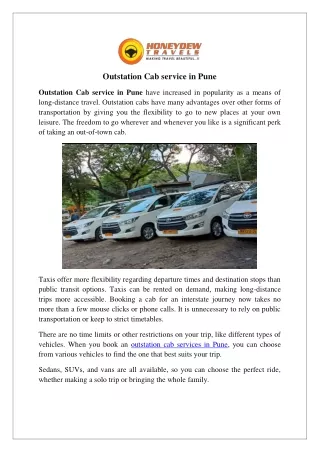 Outstation Cab service in Pune