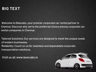 Elevate Corporate Travel with Beecabs: Your Trusted Car Rental Company in Chennai