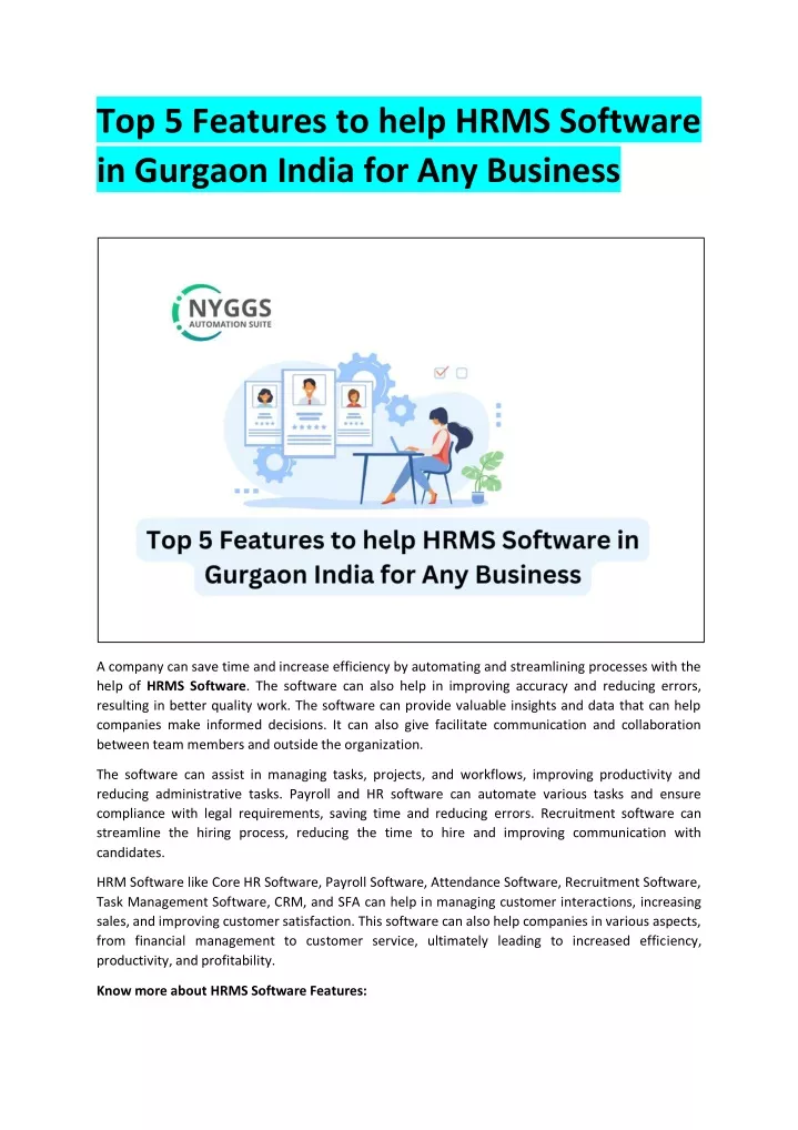 top 5 features to help hrms software in gurgaon