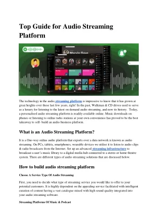 Top Guide for Audio Streaming Platform