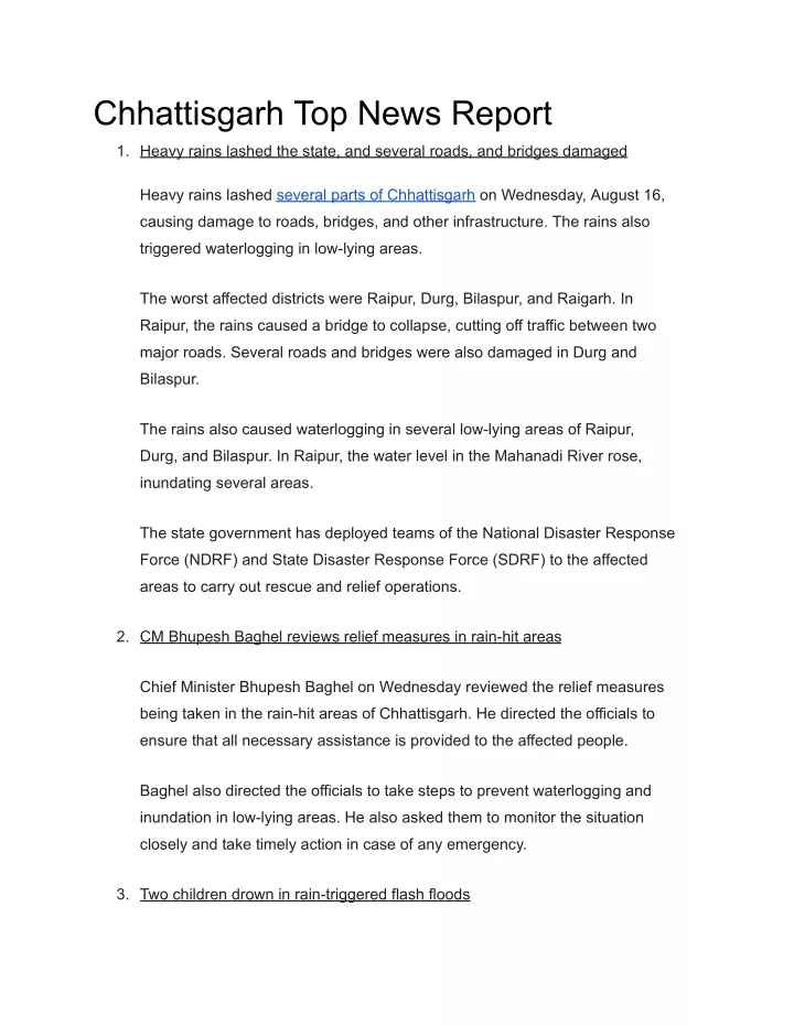 chhattisgarh top news report