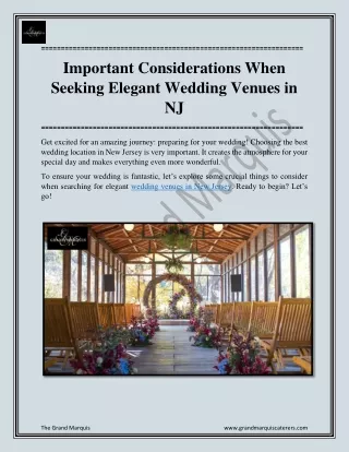 Important Considerations When Seeking Elegant Wedding Venues in NJ