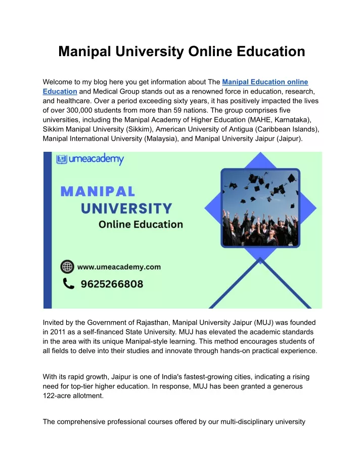 manipal university online education