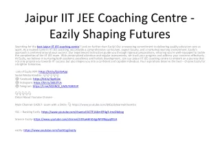 Jaipur IIT JEE Coaching Centre Eazily Shaping Futures
