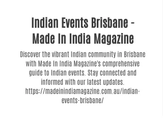 Indian Events Brisbane - Made In India Magazine