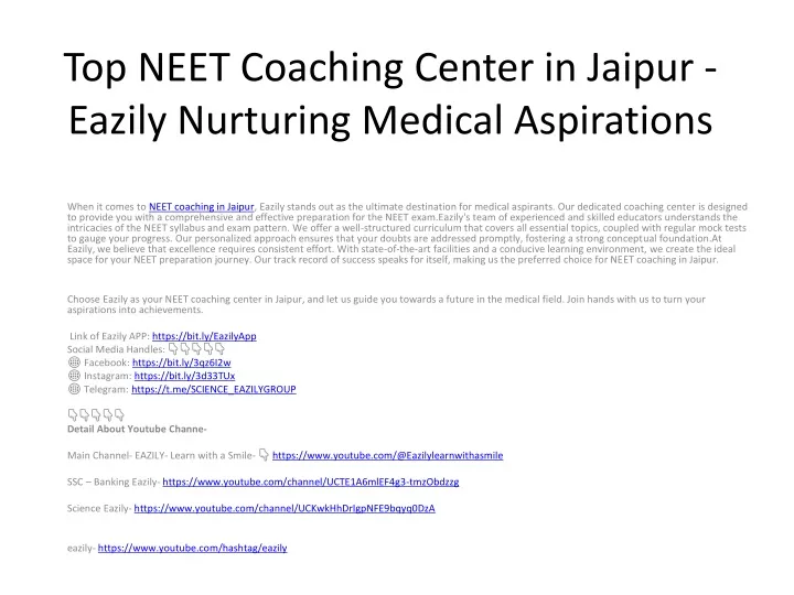 top neet coaching center in jaipur eazily nurturing medical aspirations