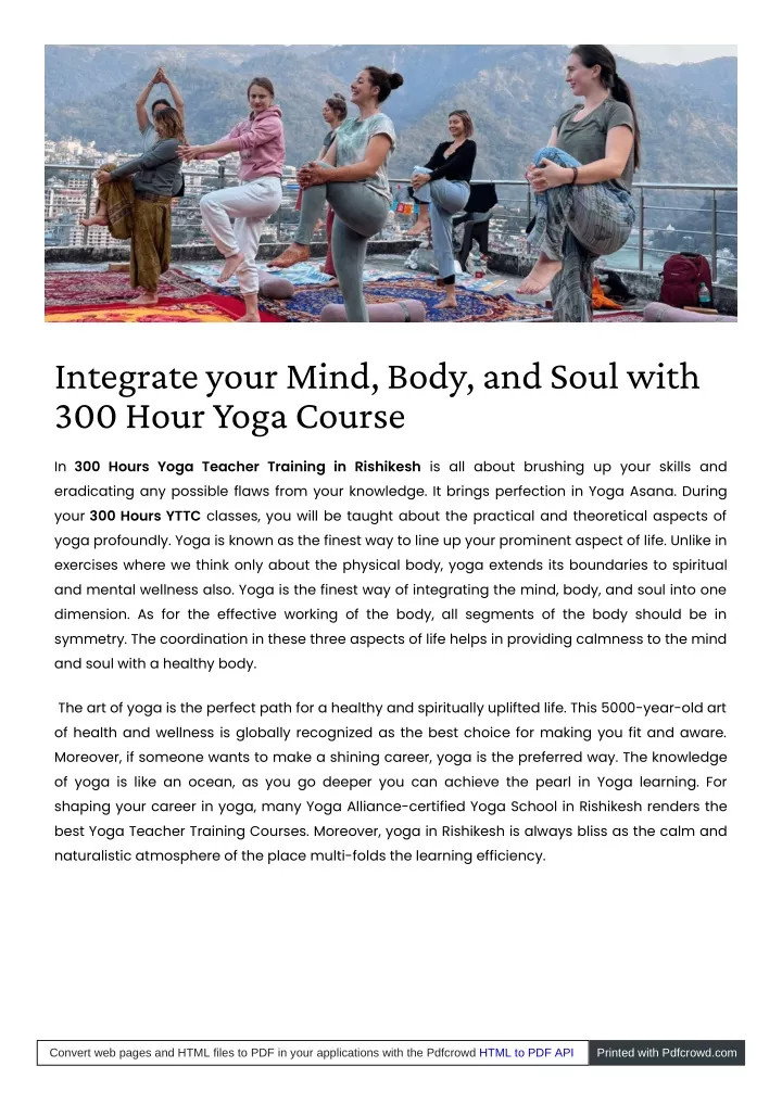 integrate your mind body and soul with 300 hour