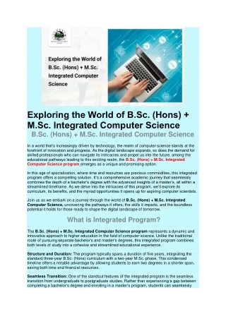 exploring the world of b sc hons m sc integrated