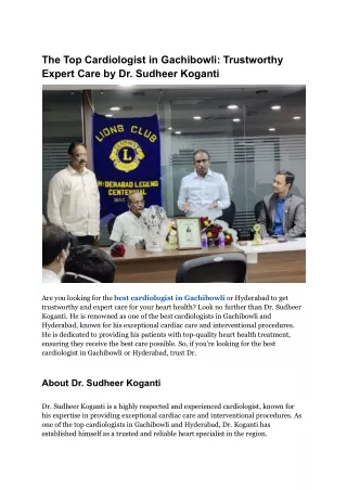 Top Cardiologist in Gachibowli _ Dr Sudheer Koganti