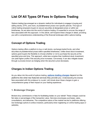 list of all types of fees in options trading