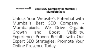 Best SEO Company In Mumbai | Mumbaipixels