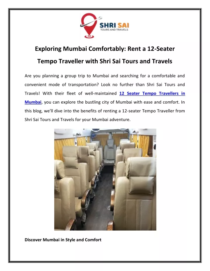 exploring mumbai comfortably rent a 12 seater