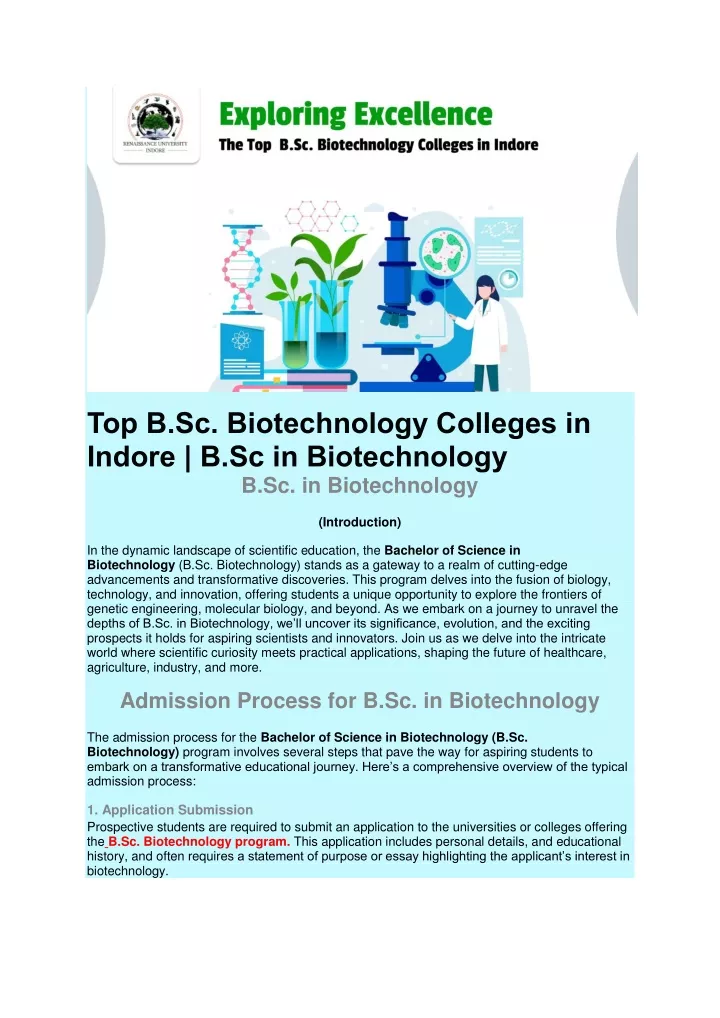 top b sc biotechnology colleges in indore