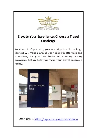 Elevate Your Experience Choose a Travel Concierge