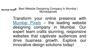Best Website Designing Company In Mumbai | Mumbaipixels