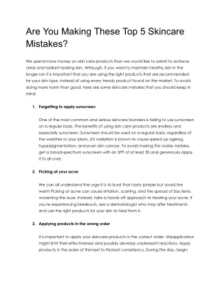 Are You Making These Top 5 Skincare Mistakes